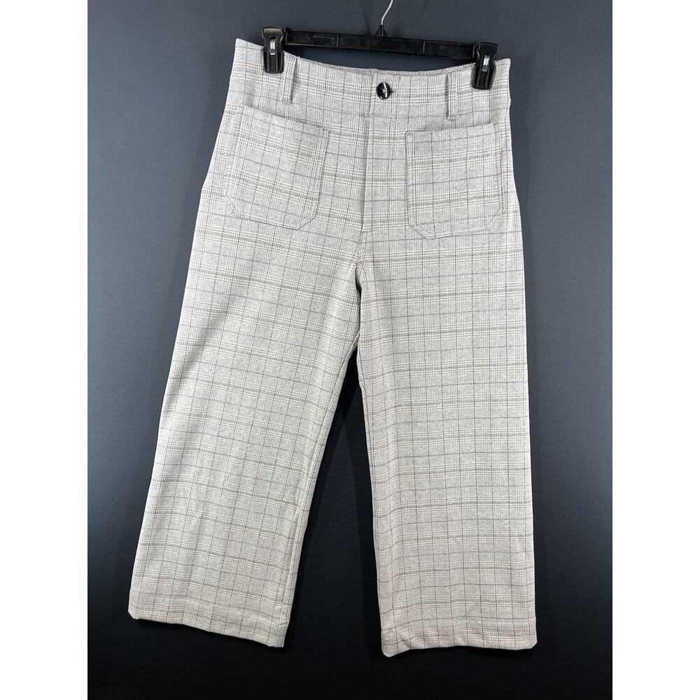 New Anthropologie Maeve Colette Grey Plaid Cropped Pants Size 31